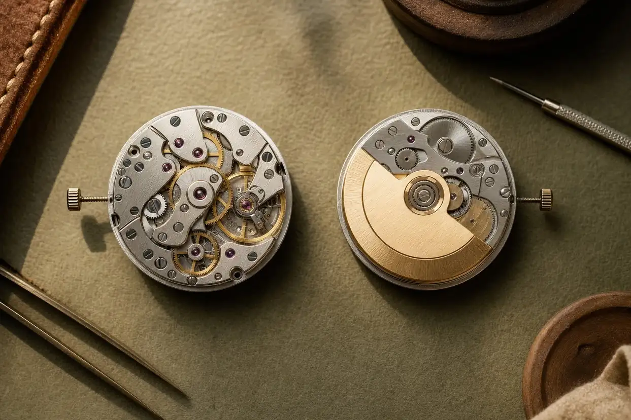 Mesmo visual, motores diferentes. O Mechanical não tem rotor, o Automatic tem.